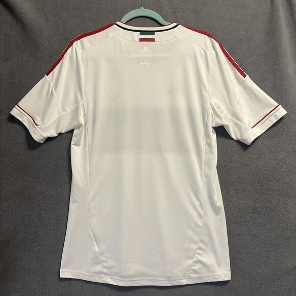 ACM AC Milan Fly Emirates Adidas Kit Soccer Jersey S/S Mens Size M White Red - Picture 2 of 8